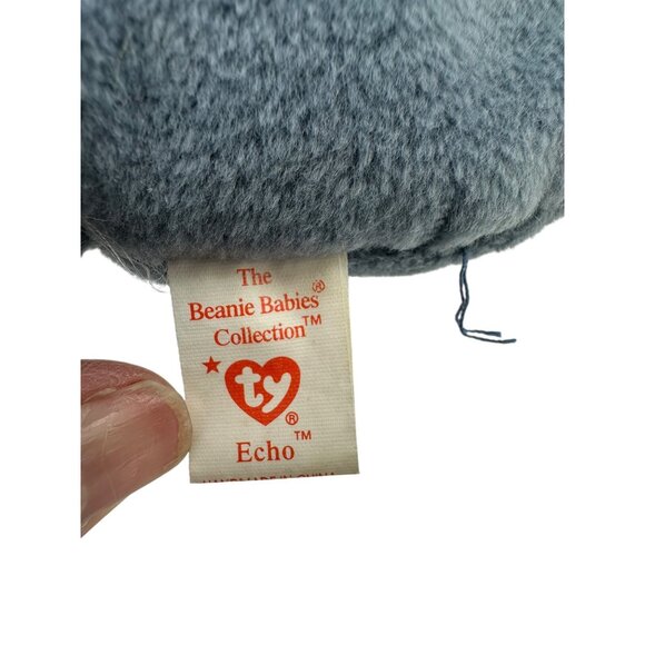 Ty Beanie Baby 1996 Dolphin Echo Plush Toy Polyester Collectible Blue Gray - Picture 11 of 13